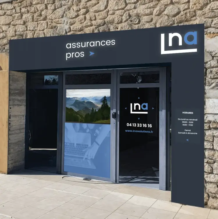 Supports commerciaux, enseigne et affiche de LNA Solutions