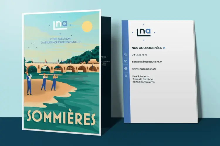Supports commerciaux, enseigne et affiche de LNA Solutions