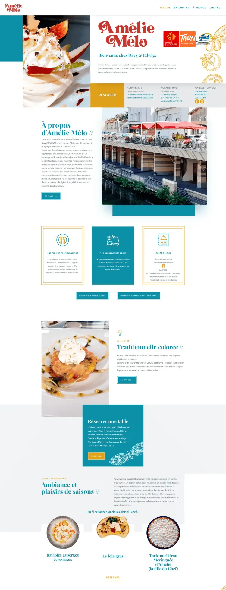 Site internet du restaurant l'Amélie Mélo, à Castres, visuel 1