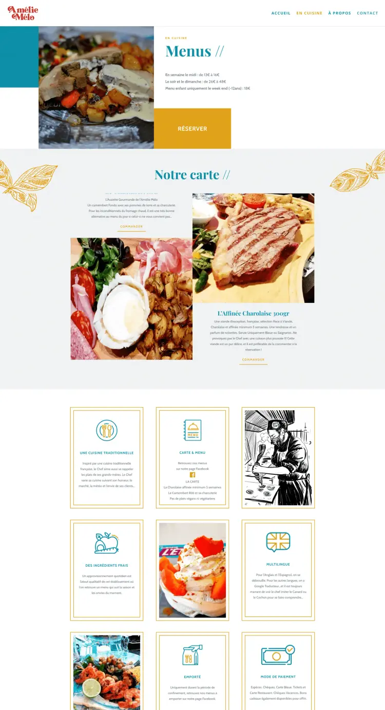 Site internet du restaurant l'Amélie Mélo, à Castres, visuel 3