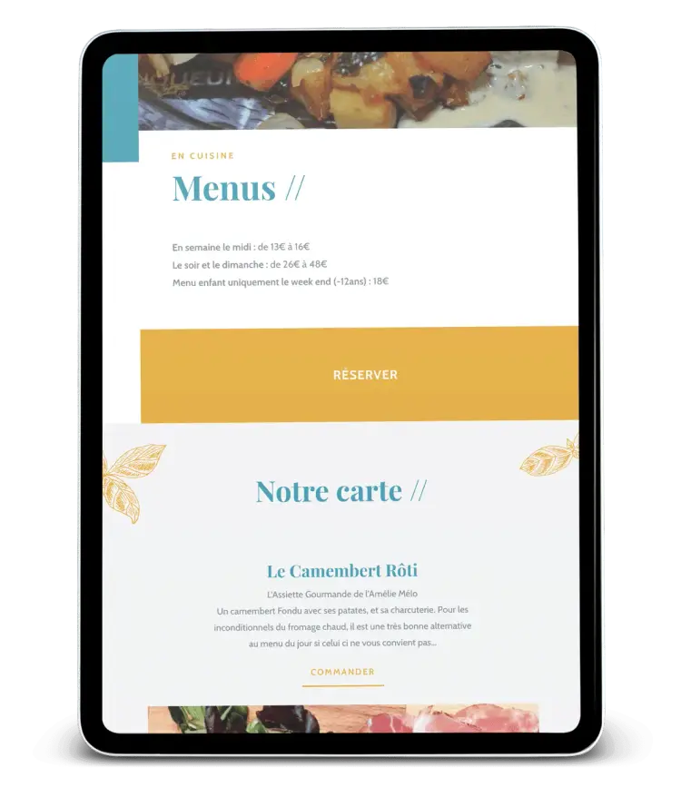 Site internet du restaurant l'Amélie Mélo, à Castres, visuel 4