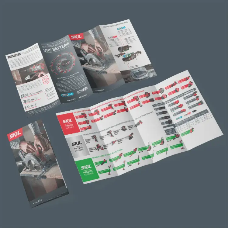 Flyer multilingue de présentation produits pour SKIL